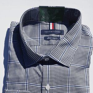 Tommy Hilfiger THFlex Supima Slim Fit Dress Shirt – Houndstooth – 15.5 / 36‑37